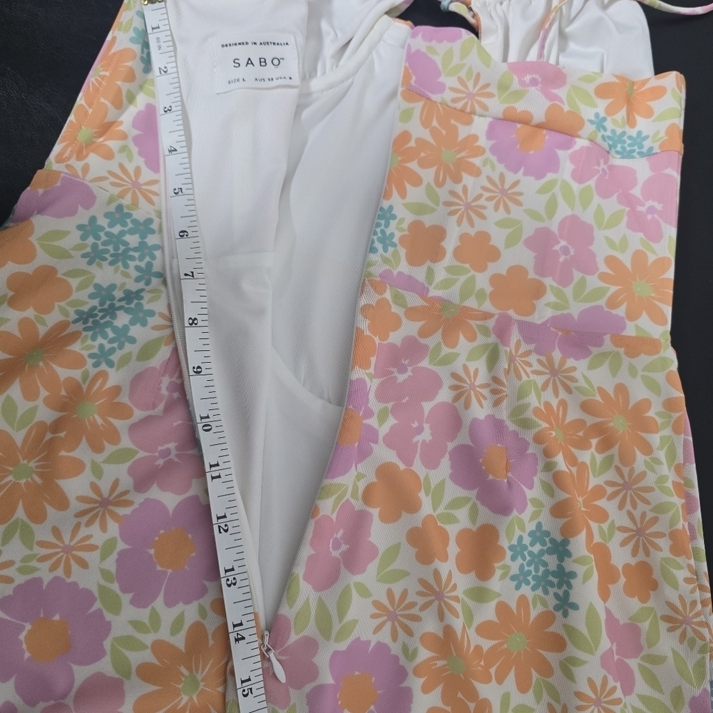 SABO Jai Dress Ditsy Floral Corset Size L Pink Orange - Picture 13 of 16